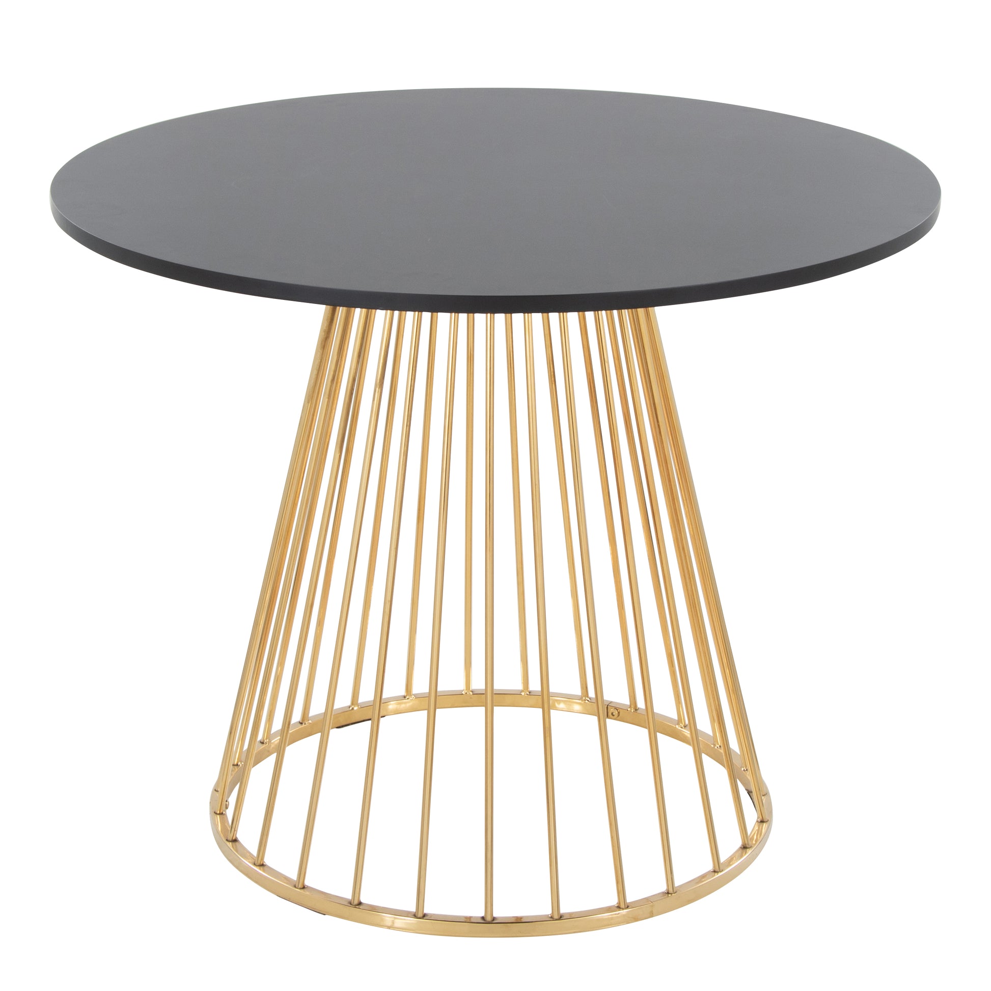 Contemporary Dining Table in Gold Metal and Black MDF