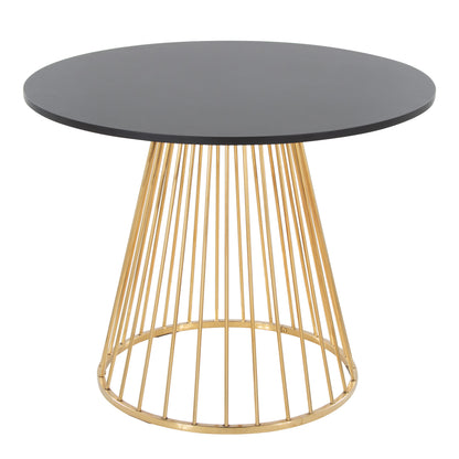 Contemporary Dining Table in Gold Metal and Black MDF