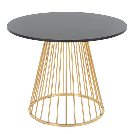 Contemporary Dining Table in Gold Metal and Black MDF