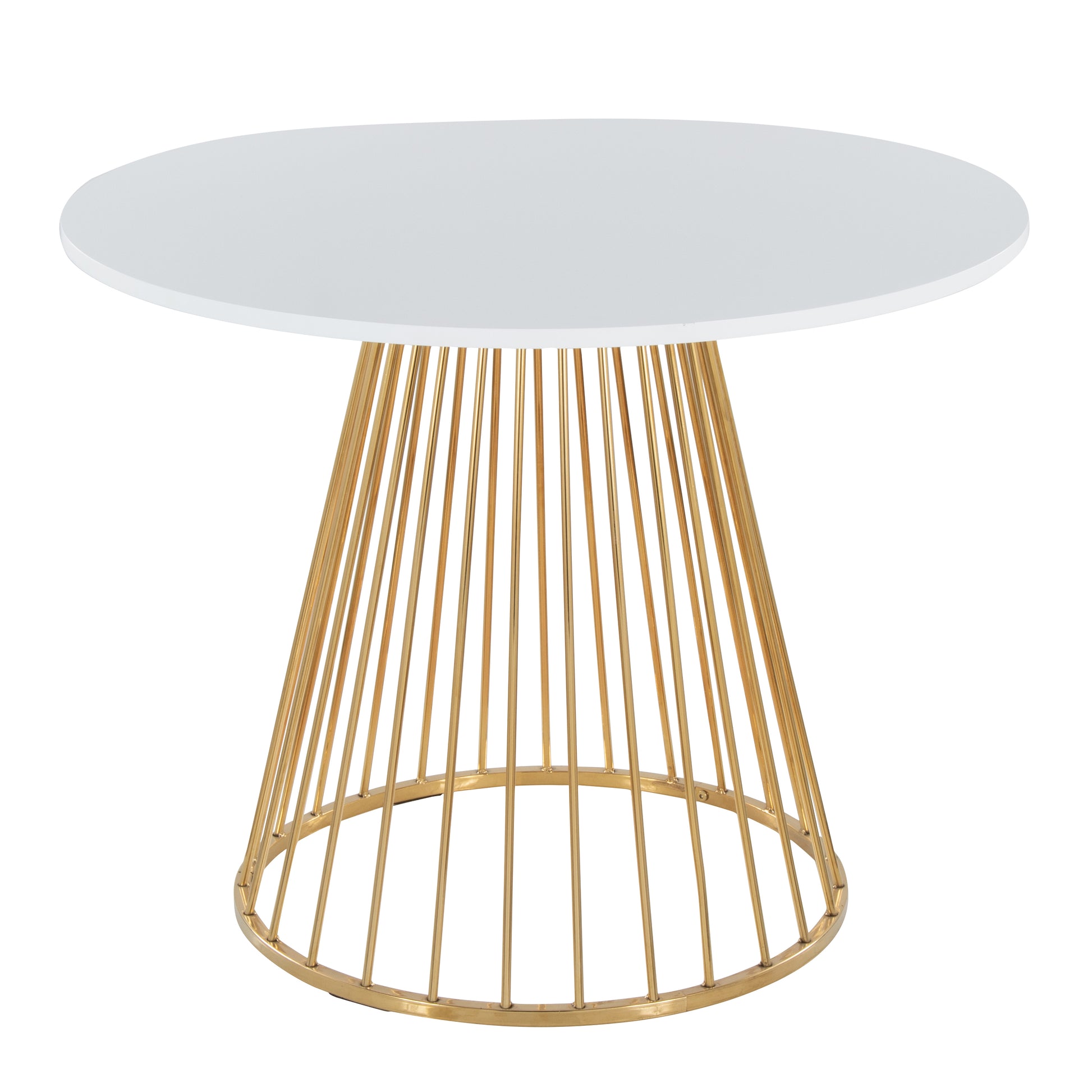 Contemporary Dining Table in Gold Metal and White MDF