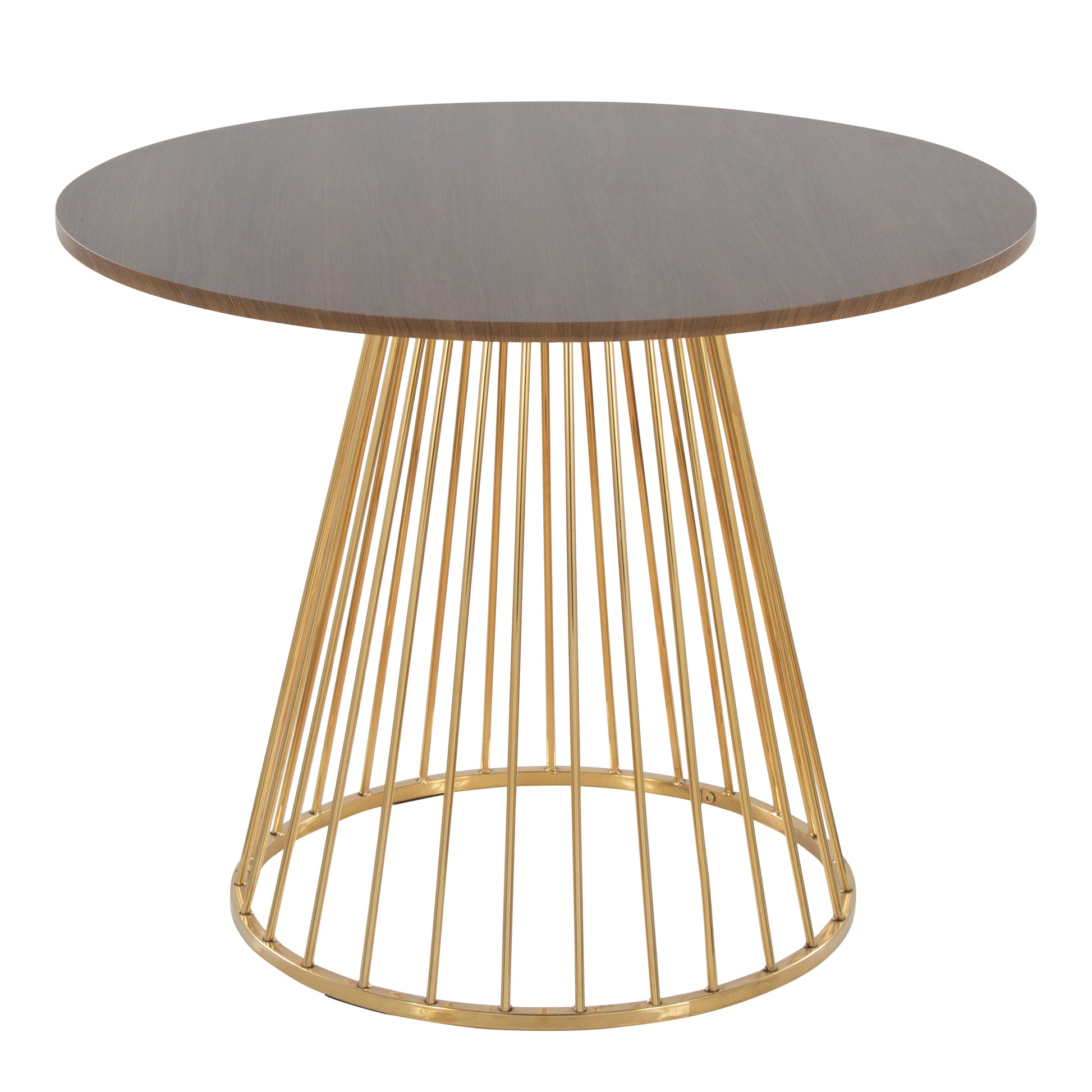 Contemporary Dining Table in Gold Metal and Walnut Wood