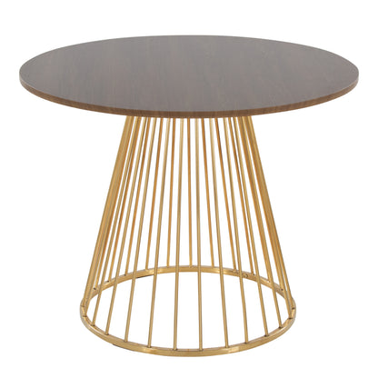 Contemporary Dining Table in Gold Metal and Walnut Wood
