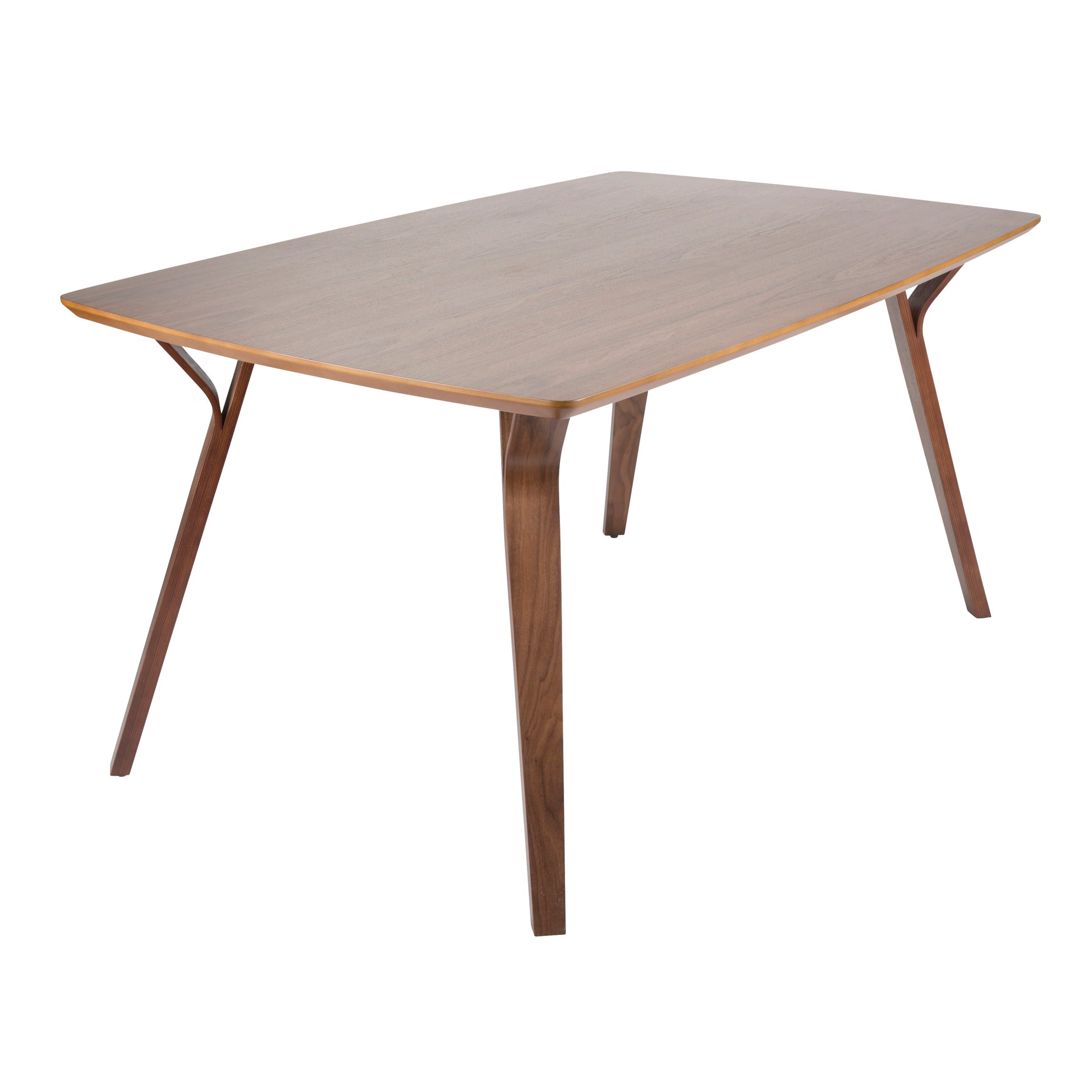 Folia Mid-Century Modern Dining Table in Walnut Wood by