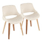 Mid-Century Modern Accent/Dining Chair in Zebra Wood and Cream Fabric  - Set of 2