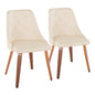 Contemporary Accent/Dining Chair in Walnut Wood and Cream Faux Leather  - Set of 2