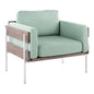 Accent Chair in White Metal, Grey Wood and Light Green Fabric