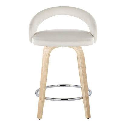 White Velvet Swivel Counter Stools Set for Dining Room