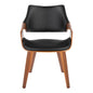 Chair in Walnut Wood and Black Faux Leather - Set of 2