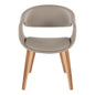 Upholstered Chair in Zebra Wood and Light Grey Faux Leather - Set of 2