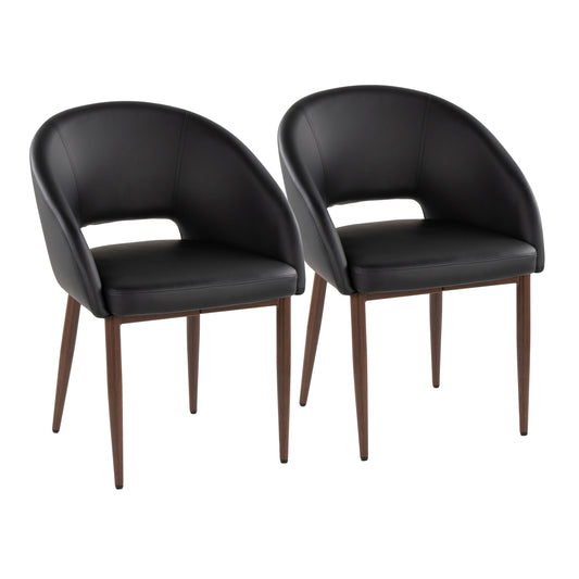 Chair in Walnut Metal and Black Faux Leather