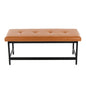 Bench in Black Metal and Camel Faux Leather