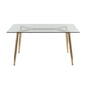 Dining Table in Gold Metal and Clear Glass