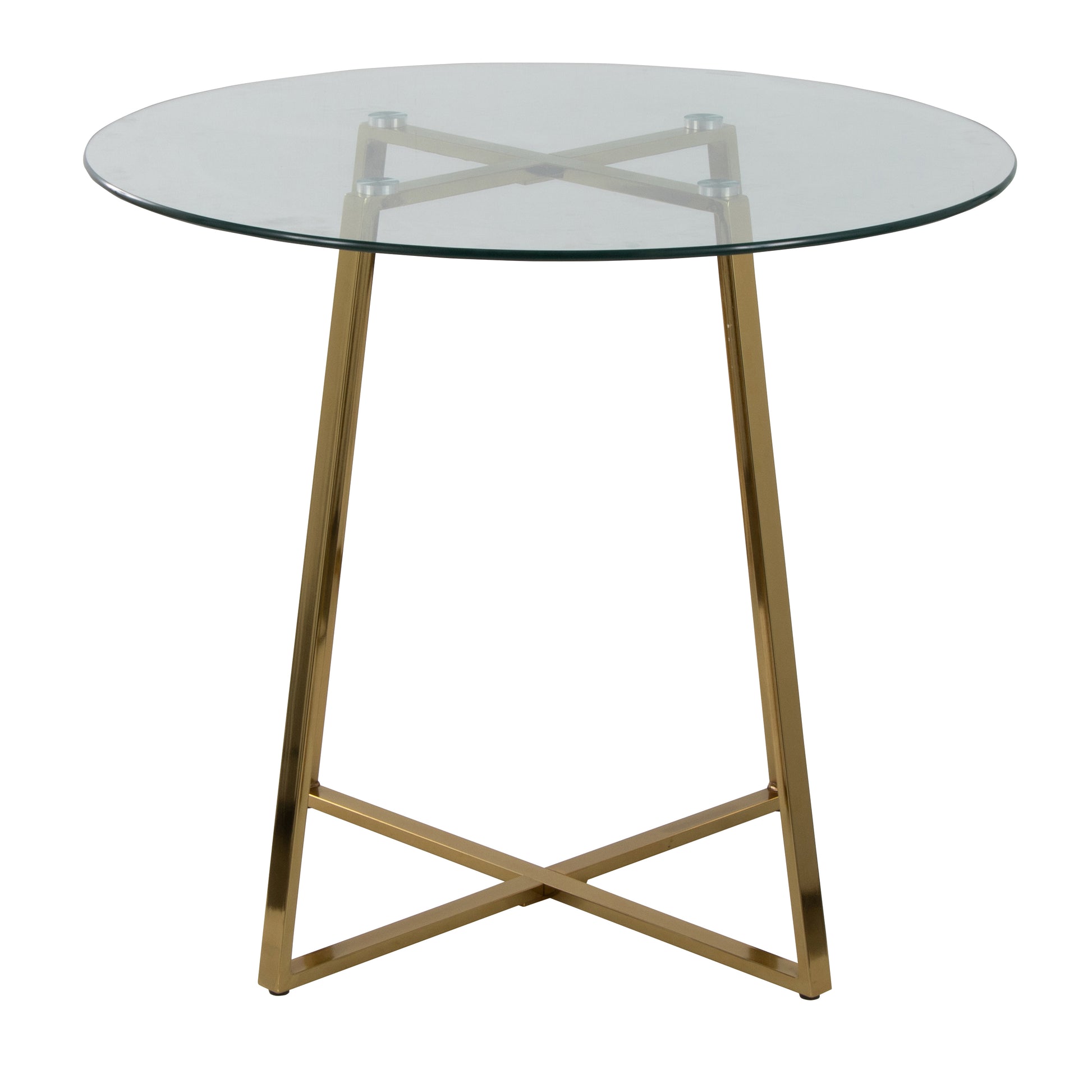 Dinette Table in Gold Metal and Clear Tempered Glass