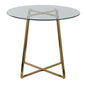 Dinette Table in Gold Metal and Clear Tempered Glass