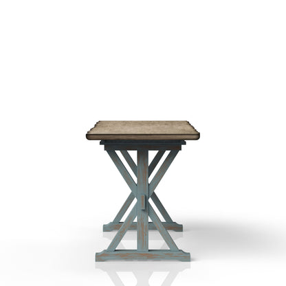 Aqua Blue Solid Wood Dining Table - Counter Height for Dining Room