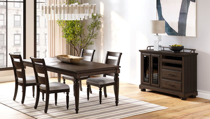 Coffee Solid Wood Dining Table with Leaf Extension