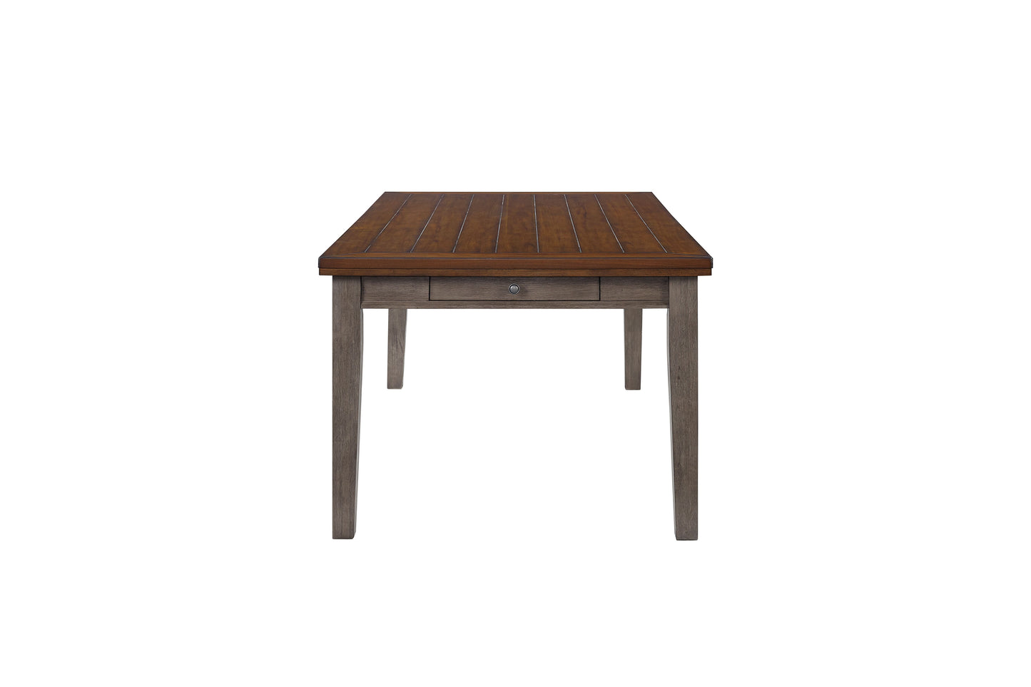 Gray Solid Wood Dining Table with 6 Drawer Storage