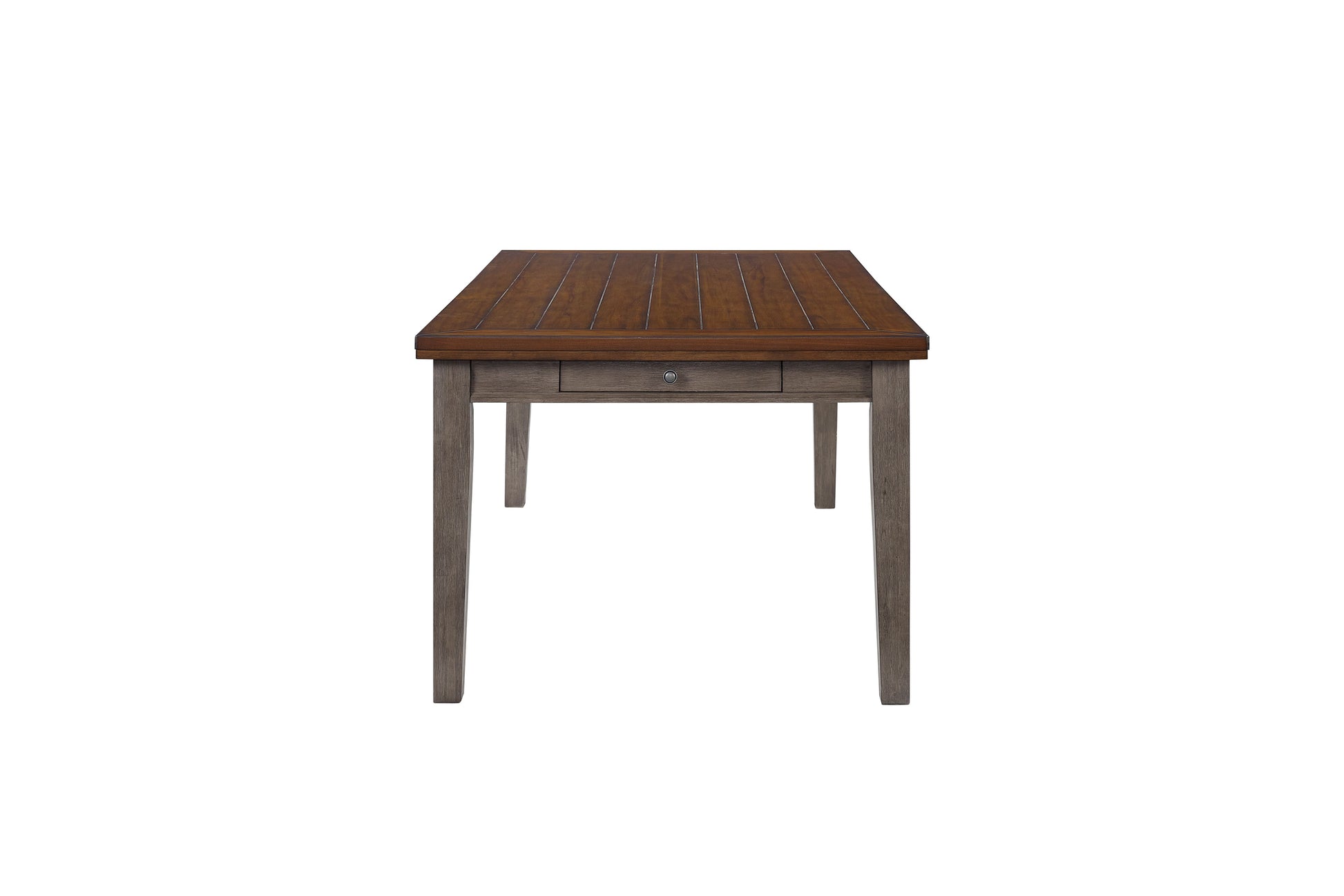 Gray Solid Wood Dining Table with 6 Drawer Storage