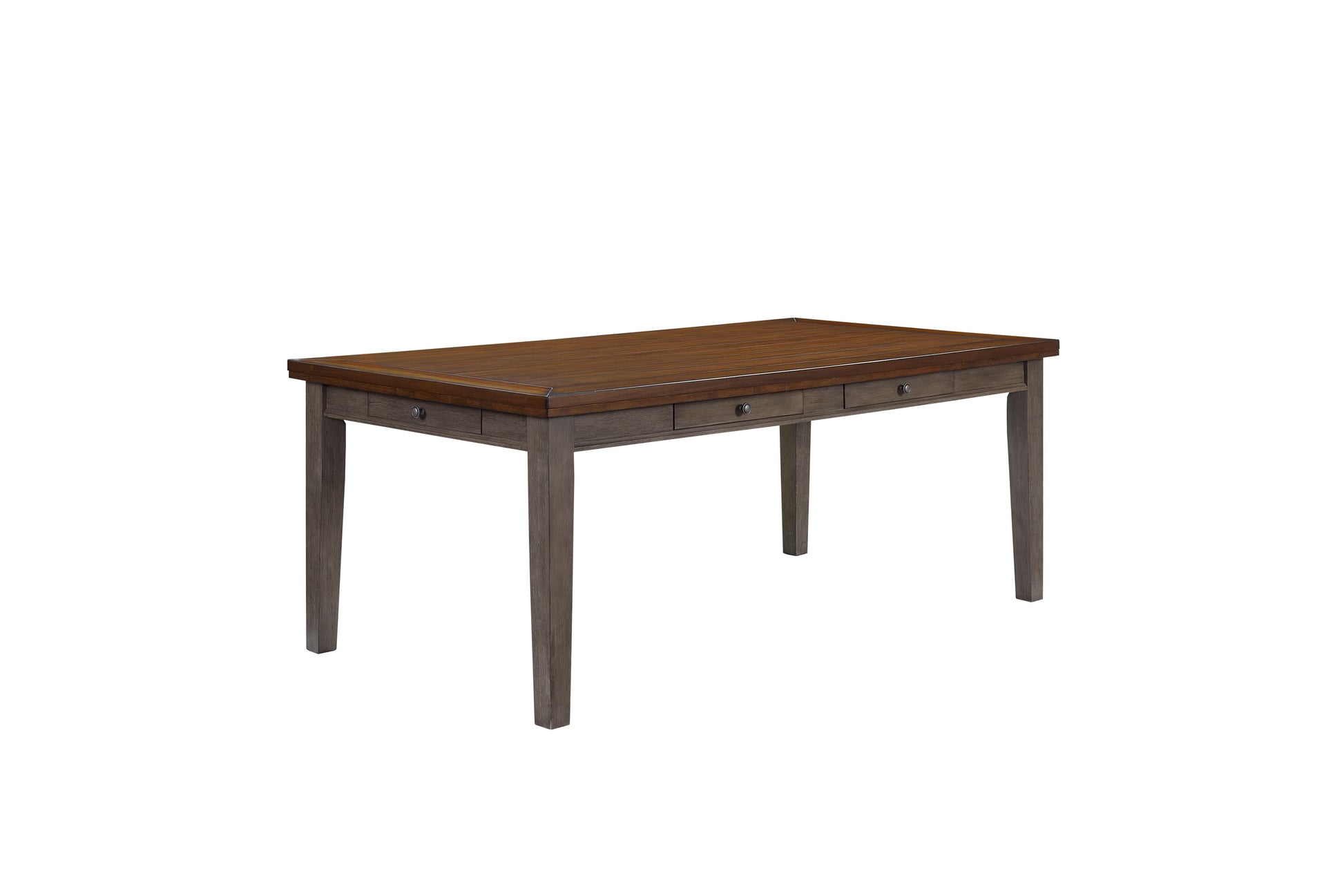 Gray Solid Wood Dining Table with 6 Drawer Storage