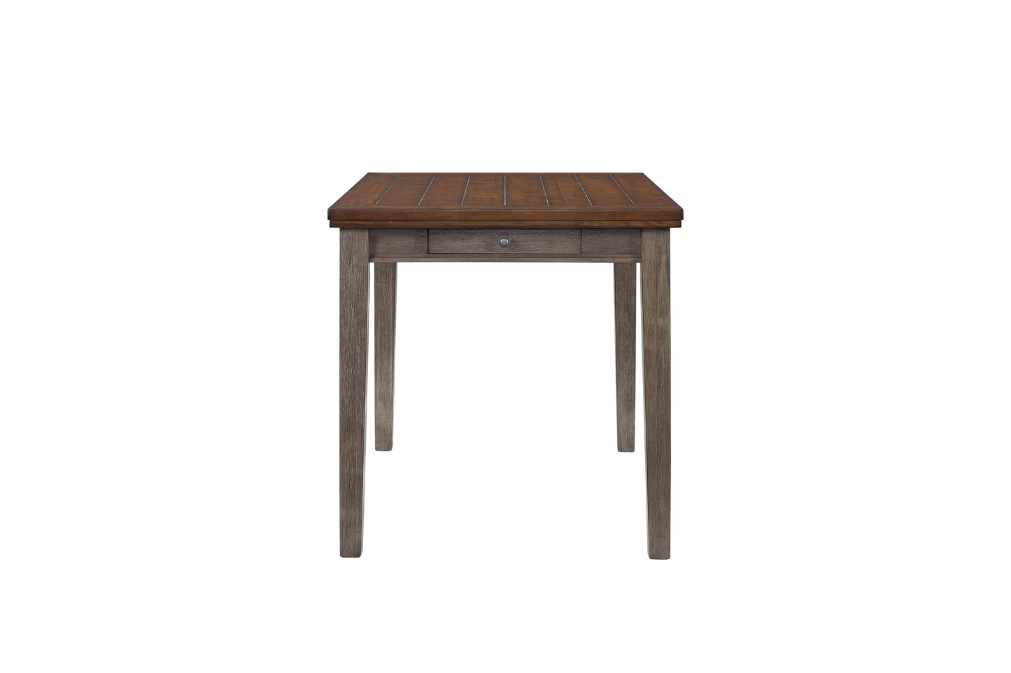 Gray Solid Wood Dining Table - 4 Drawers Counter Height