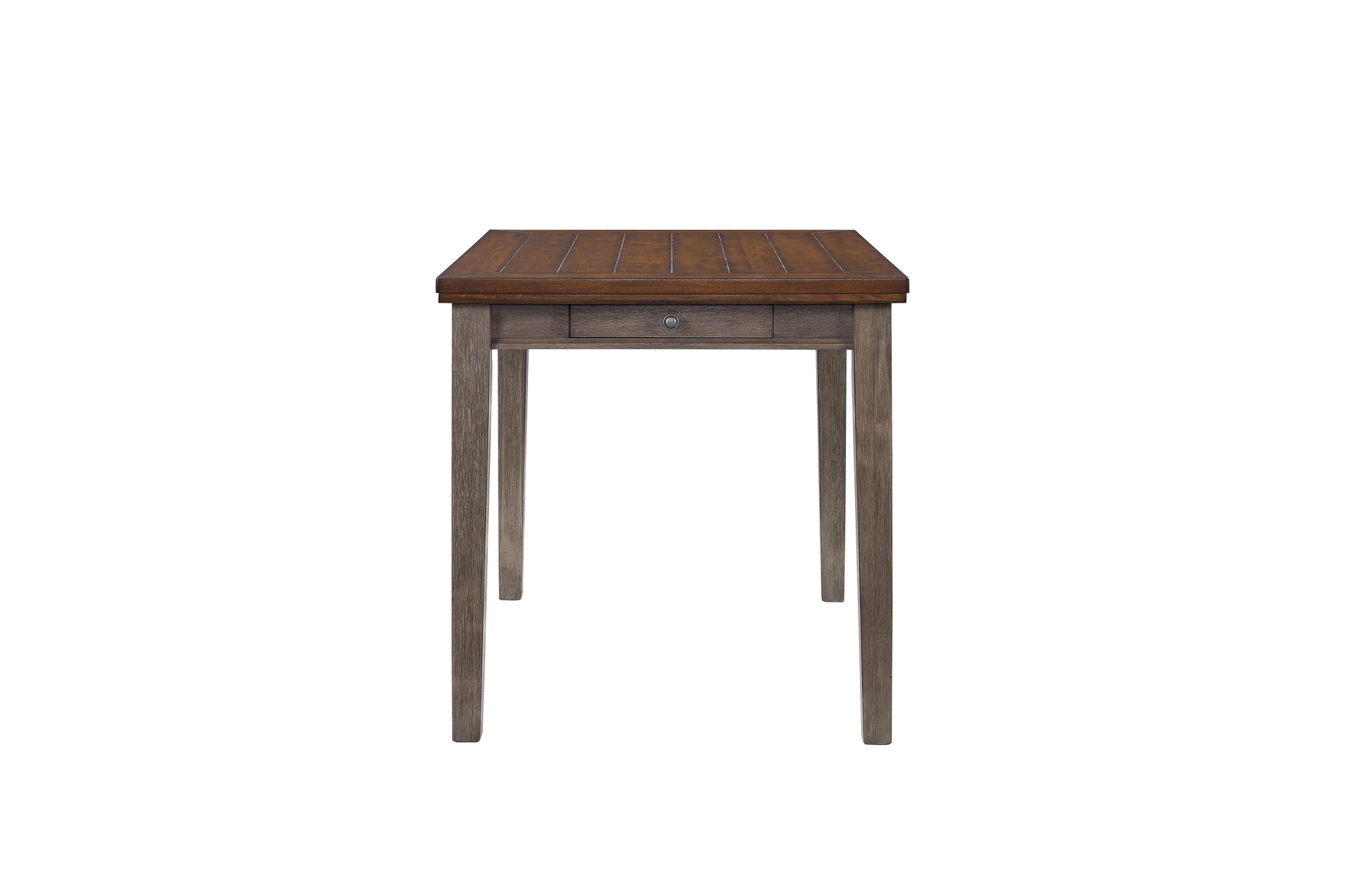 Gray Solid Wood Dining Table - 4 Drawers Counter Height