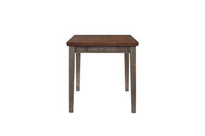 Gray Solid Wood Dining Table - 4 Drawers Counter Height