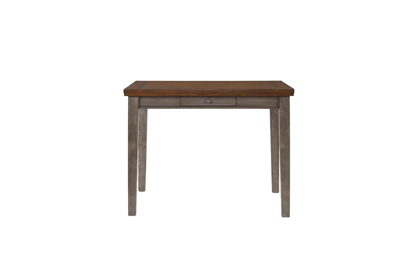 Gray Solid Wood Dining Table - 4 Drawers Counter Height