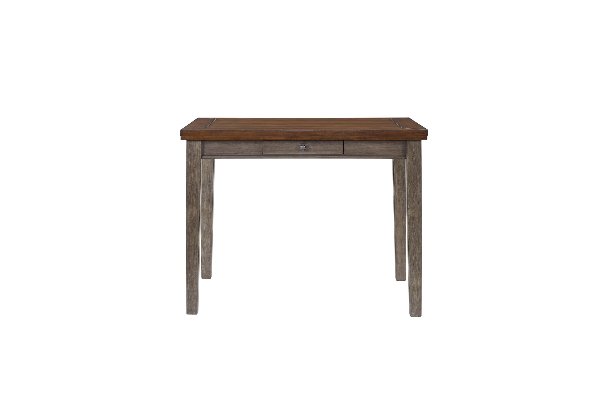 Gray Solid Wood Dining Table - 4 Drawers Counter Height
