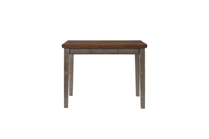 Gray Solid Wood Dining Table - 4 Drawers Counter Height