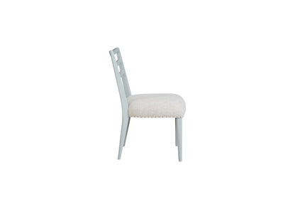 Light Blue Solid Wood Dining Chairs Set of 2 with Ladderback Design