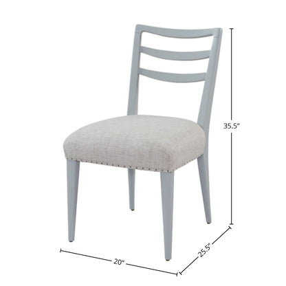 Light Blue Solid Wood Dining Chairs Set of 2 with Ladderback Design