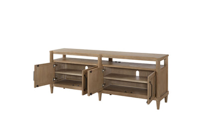 Sand Wood Media Console with Storage for TVs 50-59 Inches for Living Room