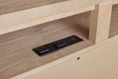 Sand Wood Media Console with Storage for TVs 50-59 Inches for Living Room