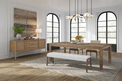 Light Brown Solid Wood Dining Table - Seats 6