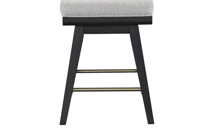 Black Solid Wood Swivel Counter Stool Set of 2 for Dining Room