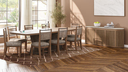 Beige Solid Wood Dining Table - 80" Extendable Toffe Table