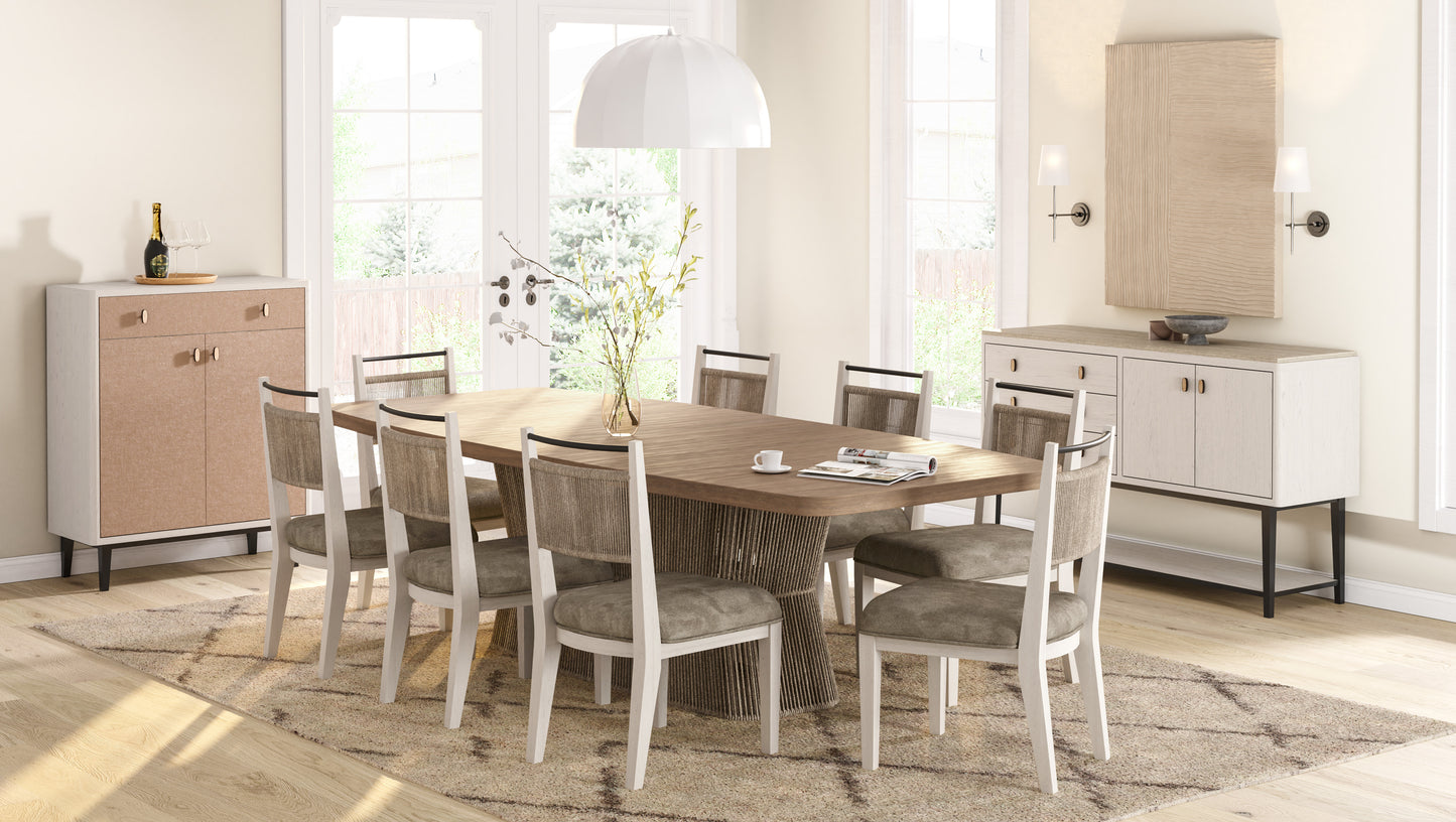 Beige Solid Wood Dining Table - 80" Extendable Toffe Table