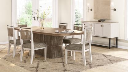 Beige Solid Wood Dining Table - 80" Extendable Toffe Table