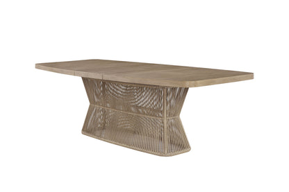 Beige Solid Wood Dining Table - 80" Extendable Toffe Table
