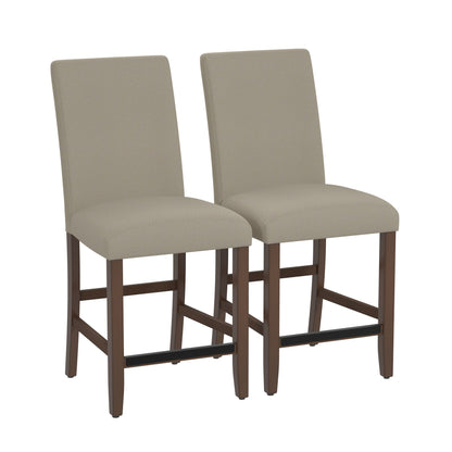Brown Upholstered Barstools, Set of 2