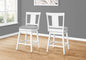 Bar Stool, Set Of 2, Swivel, Counter Height, Kitchen, White Wood, Grey Leather Look, Transitional