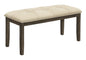 Bench, 44" Rectangular, Dining Room, Entryway, Kitchen, Hallway, Upholstered, Wood, Cream Fabric, Grey Solid Wood, Transitional