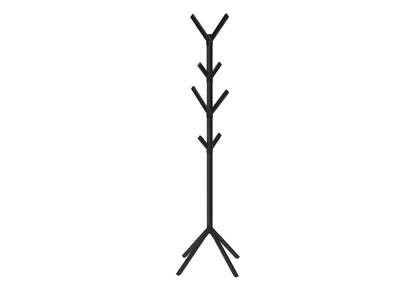 Coat Rack, Hall Tree, Free Standing, 8 Hooks, Entryway, 70"h, Bedroom, Black Metal, Contemporary, Modern
