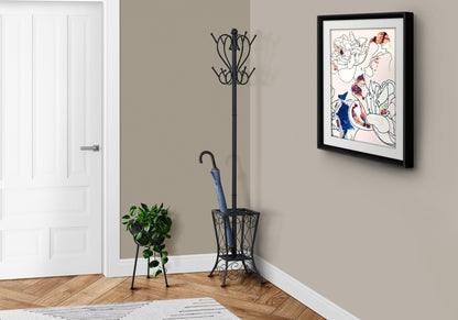 Coat Rack, Hall Tree, Free Standing, 8 Hooks, Entryway, 71"h, Umbrella Holder, Bedroom, Black Metal, Transitional