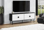 Tv Stand, 60 Inch, Console, Media Entertainment Center, Storage Cabinet, Living Room, Bedroom, Black And White Laminate, Black Metal, Contemporary, Modern