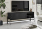 Tv Stand, 60 Inch, Console, Media Entertainment Center, Storage Cabinet, Living Room, Bedroom, Black Laminate, Black Metal, Contemporary, Modern