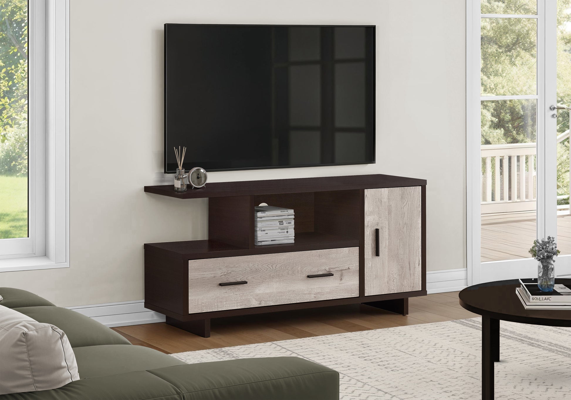 Tv Stand, 48 Inch, Console, Media Entertainment Center, Storage Cabinet, Drawers, Living Room, Bedroom, Brown Laminate, Contemporary, Modern