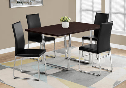 Dining Table, 60" Rectangular, Kitchen, Dining Room, Brown Laminate, Chrome Metal, Contemporary, Modern