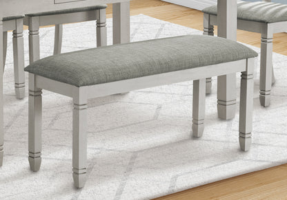 Bench, 41" Rectangular, Kitchen, Dining Room, Entryway, Bedroom, Upholstered, Wood, Grey Solid Wood, Grey Fabric, Transitional