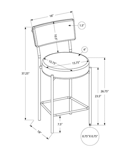 2-Piece Counter Height Barstool Set - Black Metal